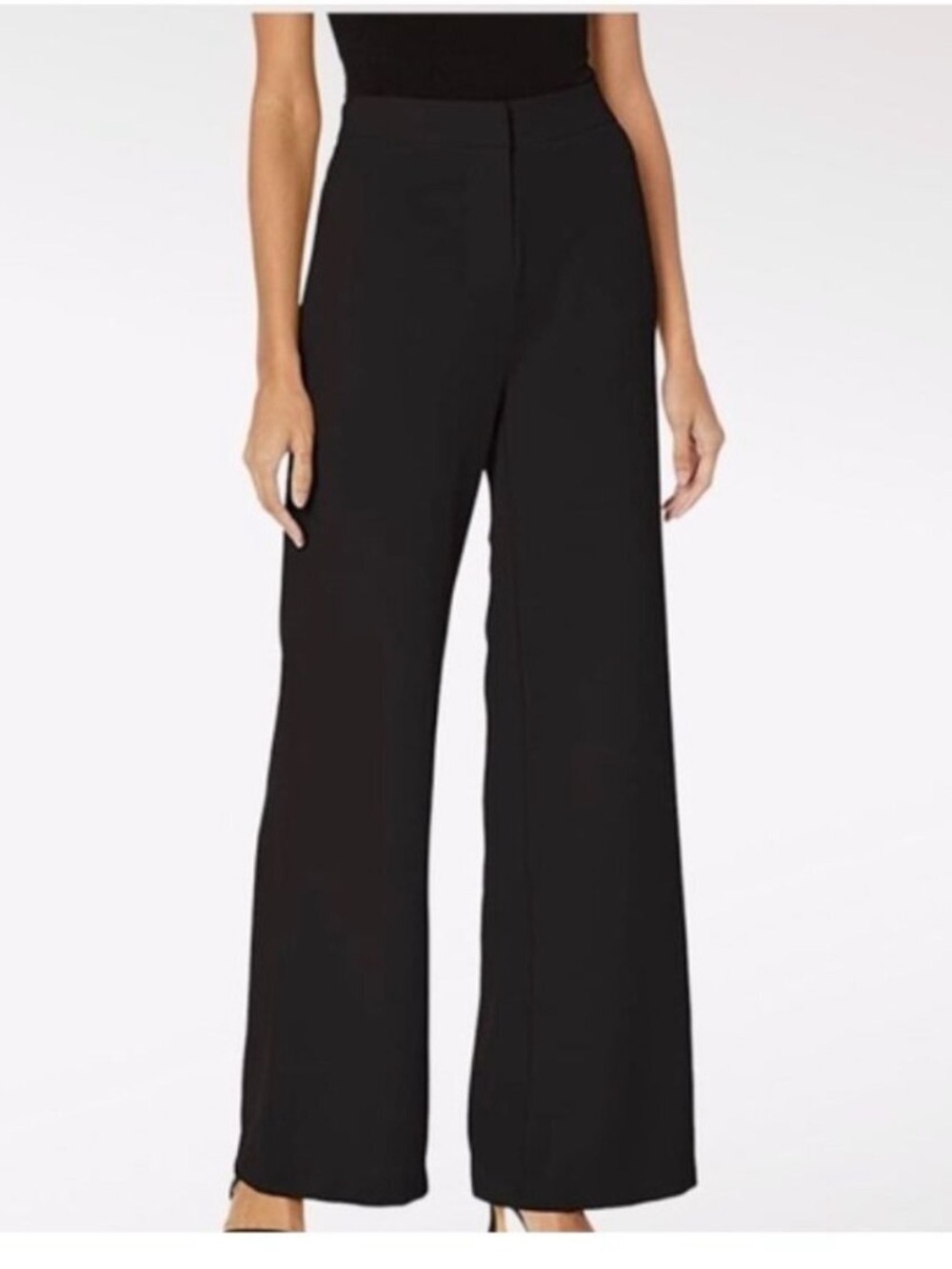 Nanette Lepore Crepe Black Wide-Leg Dress Pants trousers Sz 12 work office